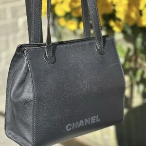 Authentic Chanel Black Leather Tote Bag